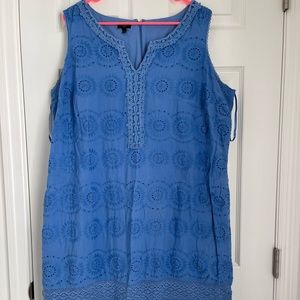 Talbots Blue Embroidered Eyelet Dress